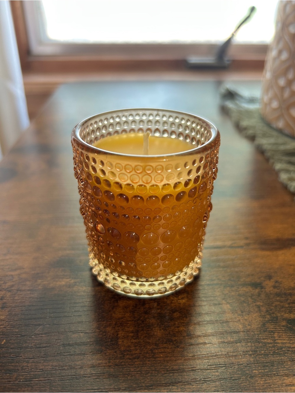 Vanilla Scented Pure Beeswax Candles 3 oz Jar-Brown Bubble Jar